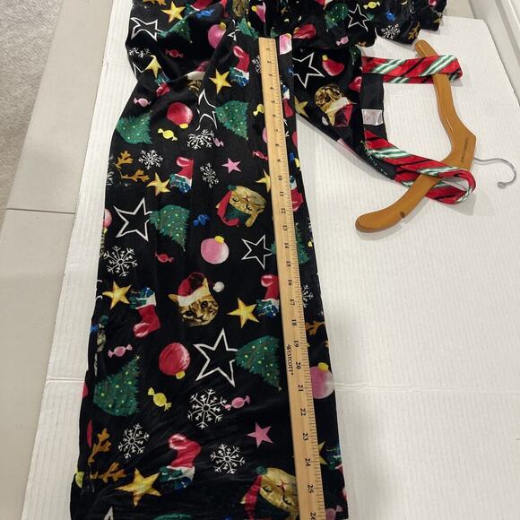 NOBO Women L Cat Lover Christmas Pajamas Overalls Flannel Pockets Wide Leg Cozy - Picture 11 of 16